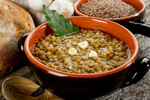 lentil soup on bowl