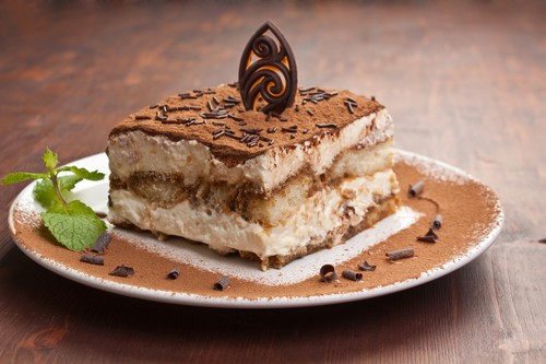 Portion of italian dessert tiramissu