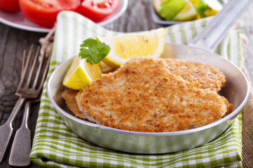 Pork schnitzel with parmesan